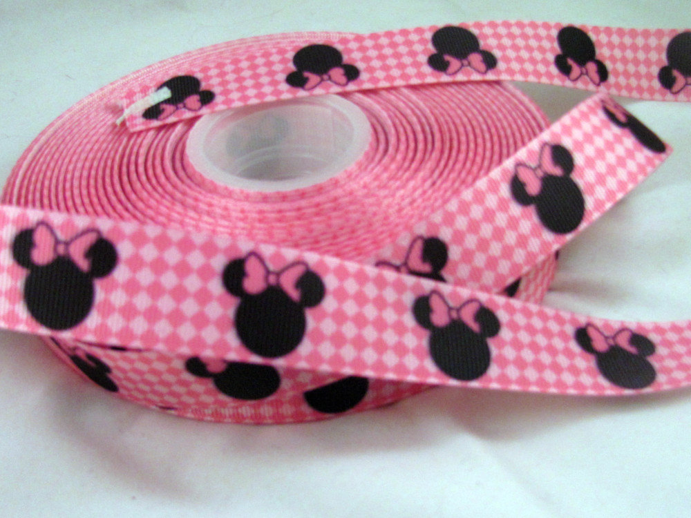 3 Yards 7/8" Diamond Minnie Mouse Grosgrain Ribbon