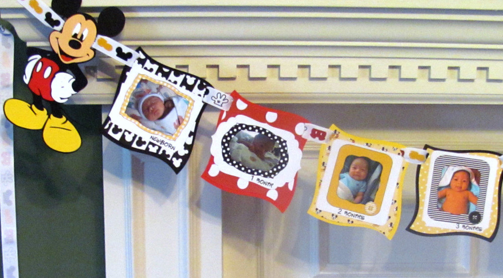 Mickey Mouse 12 Month Photo Birthday Banner