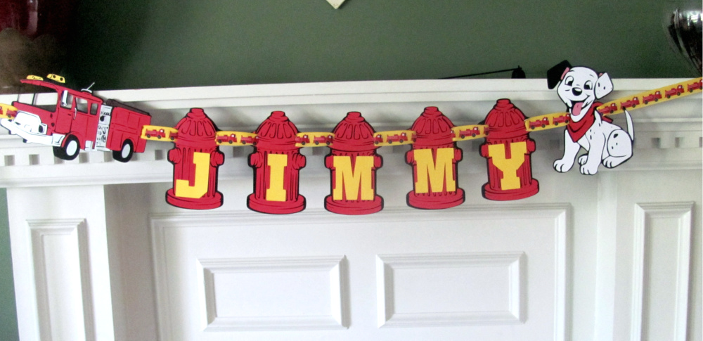 Little Fireman Birthday Banner