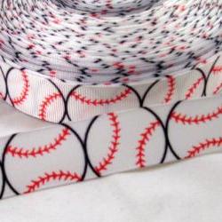 Baseball 7/8" Grosgrain Ribbon 3 Yards