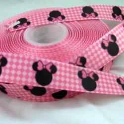 3 Yards 7/8" Diamond Minnie Mouse Grosgrain Ribbon