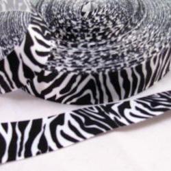 3 Yards 7/8" Zebra Print Ribbon in black & white