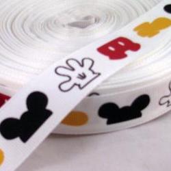 3 Yards 7/8" Mickey Mouse Parts Grosgrain Ribbon
